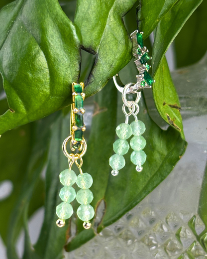 Green Aventurine Triple Stacked Charms Pair