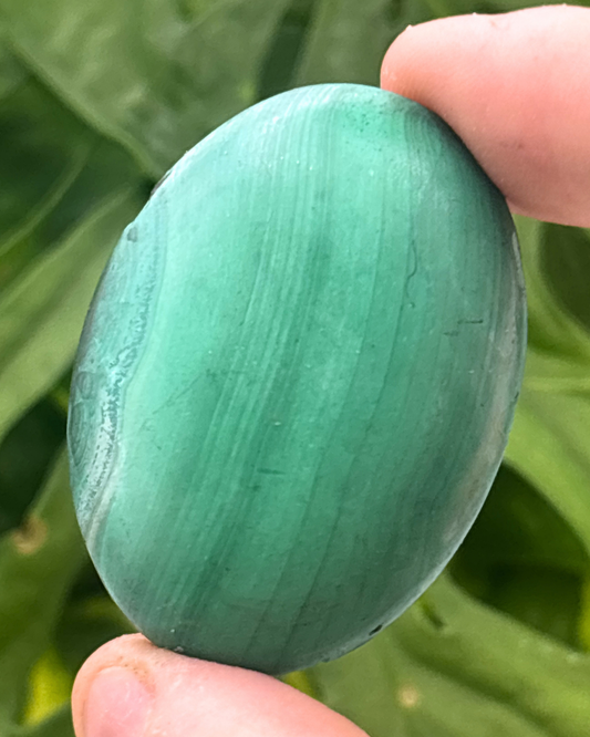 Semi Polished Malachite Worry Stone