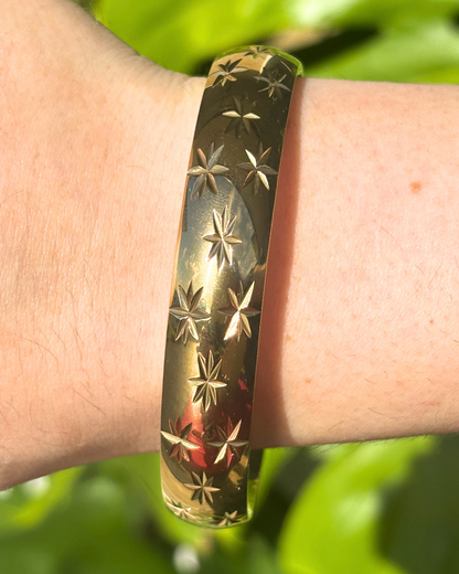 Gold Starry Night Chunky Vintage Inspired Bracelet 12mm