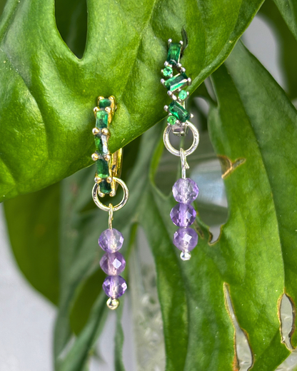 Amethyst Triple Dew Drop Charms PAIR