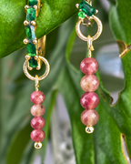 Rhodonite Long Dew Drop Charms PAIR