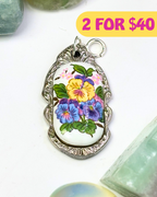 Blue & Yellow Flower Silver Spoon Charm
