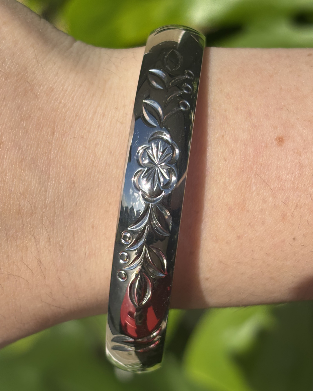 Silver Rosie Blooms Chunky Vintage Inspired Bracelet 10mm
