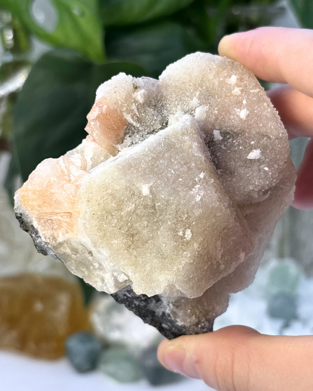 Peach Stilbite on Apophyllite Specimen Cluster