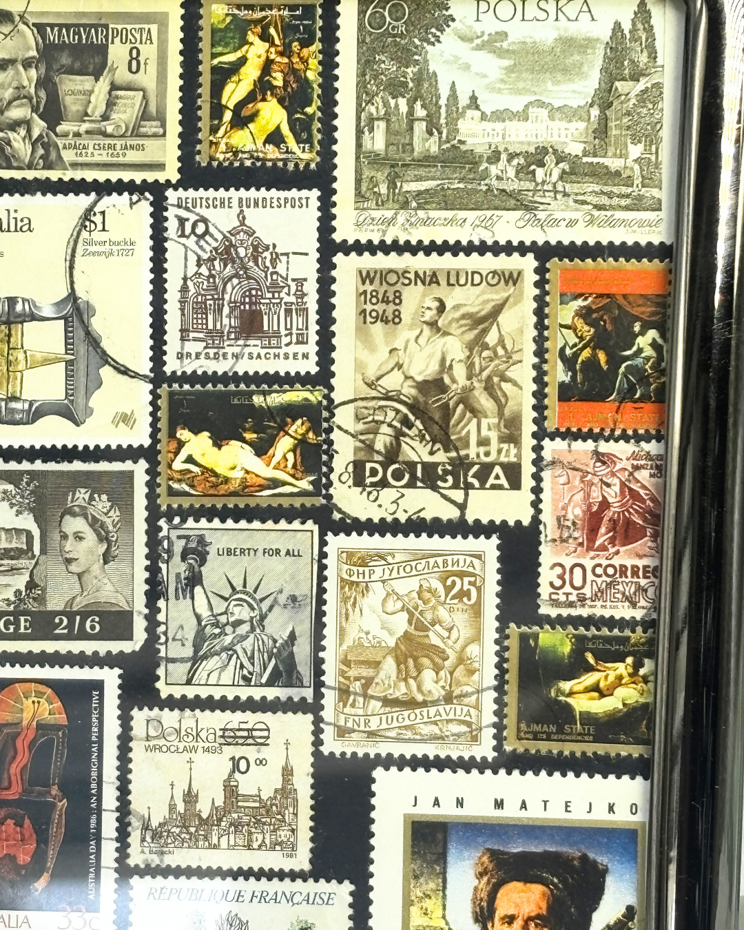 Dark Academic Gothic Gunmetal Vintage Stamp Frame