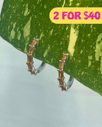 Orange Zirconia Silver Huggie Earrings