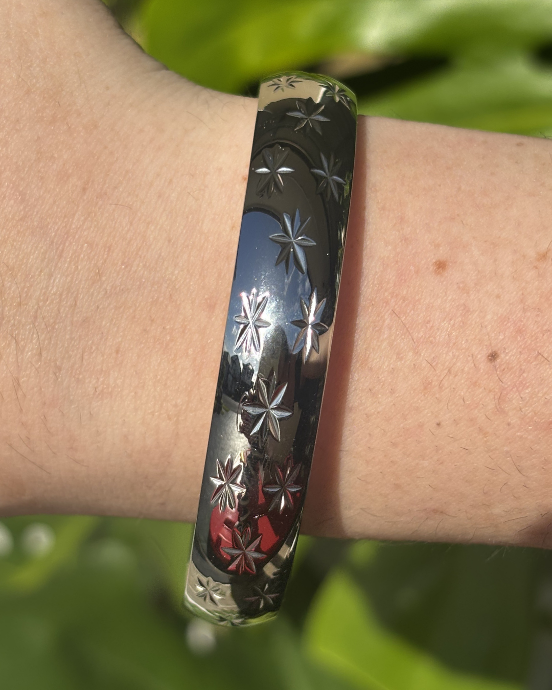 Silver Starry Night Chunky Vintage Inspired Bracelet 12mm