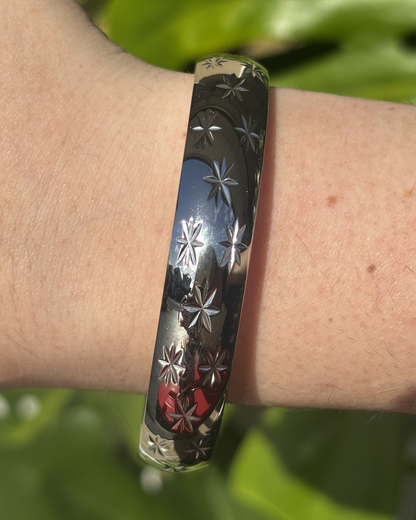 Silver Starry Night Chunky Vintage Inspired Bracelet 12mm