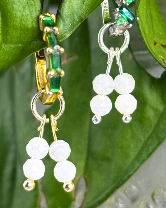 Moonstone Double Stacked Charms PAIR