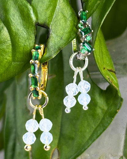 Aquamarine Double Stacked Charms PAIR