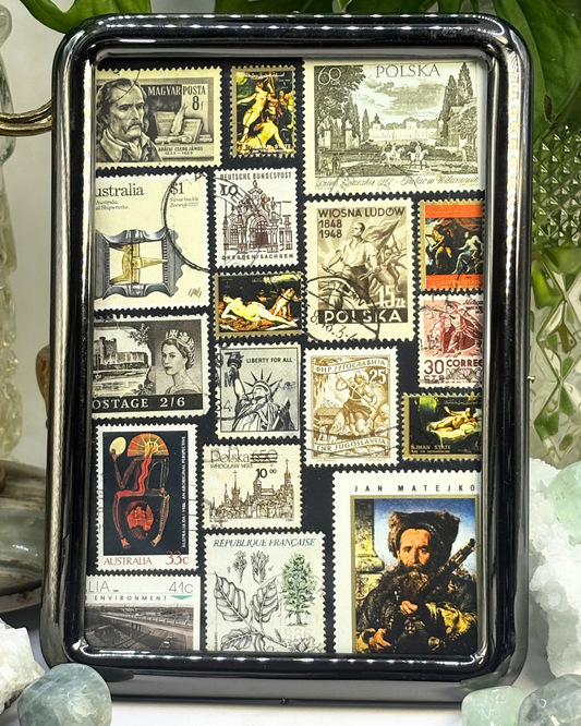 Dark Academic Gothic Gunmetal Vintage Stamp Frame
