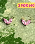Light Pink Zirconia Gold Stud Earrings