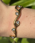 White Flower Garland Gold Cuff