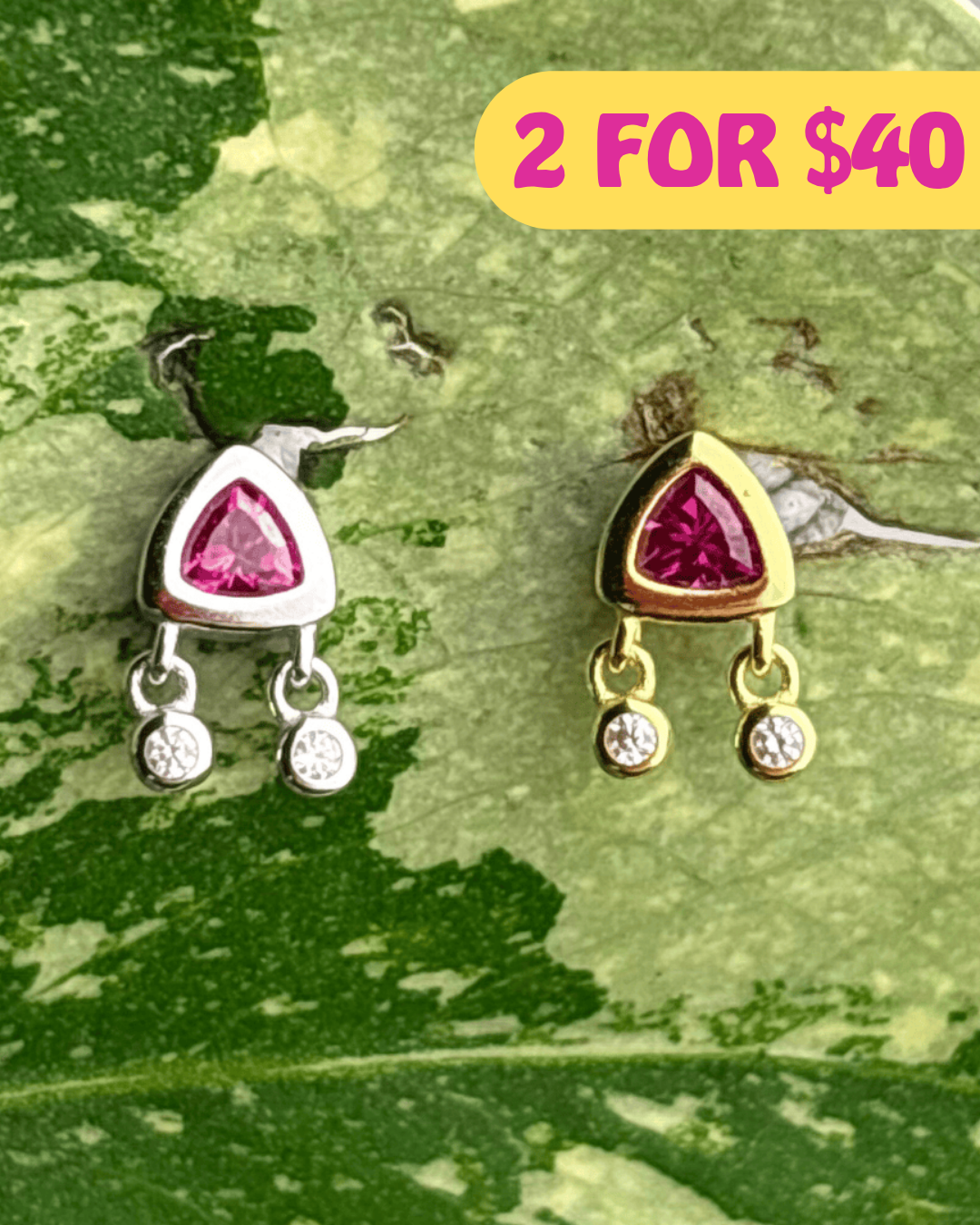 Rose Sparkle Charm Zirconia Stud Earrings