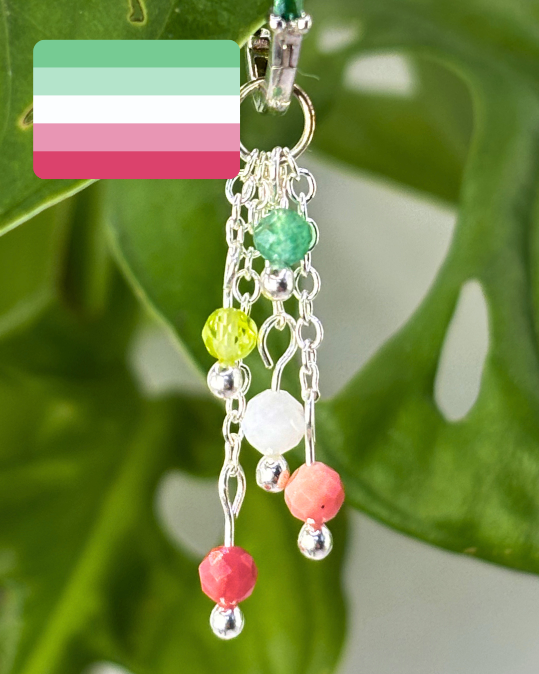 Abrosexual Pride Lily of the Valley Crystal Earring Charm
