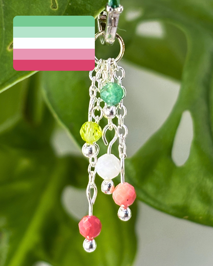Abrosexual Pride Lily of the Valley Crystal Earring Charm