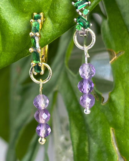 Amethyst Triple Dew Drop Charms PAIR