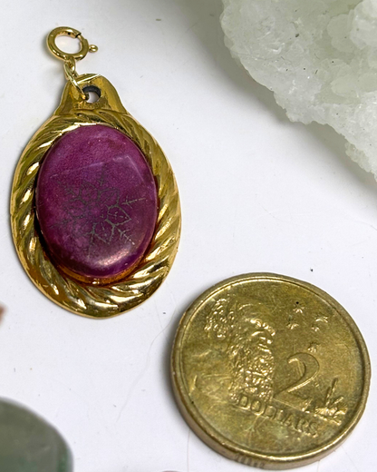 Purple Snowflake Gold Porcelain Spoon Charm