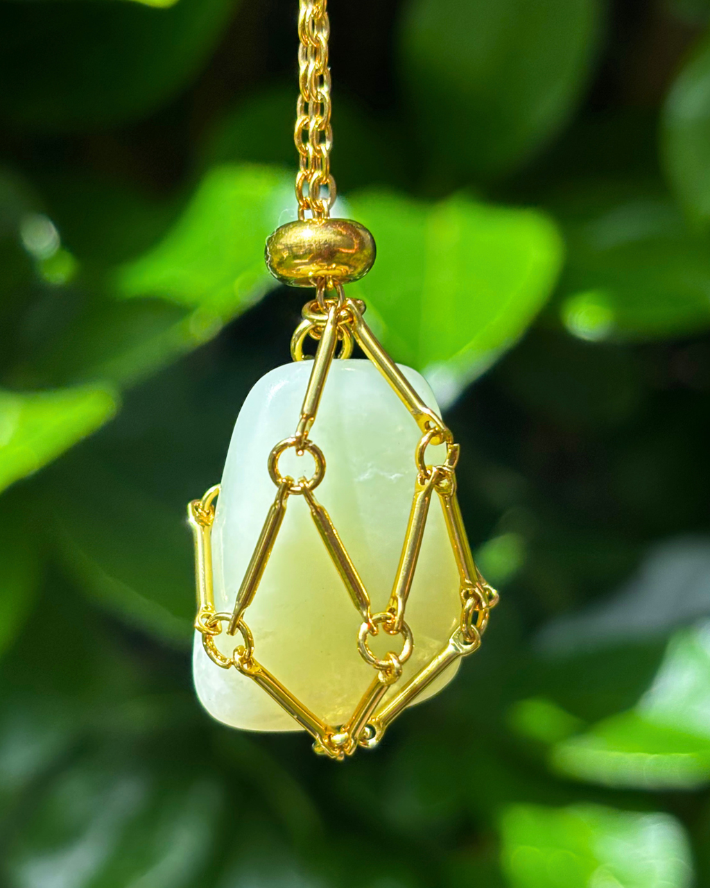 Short Gold Crystal Pouch Necklace