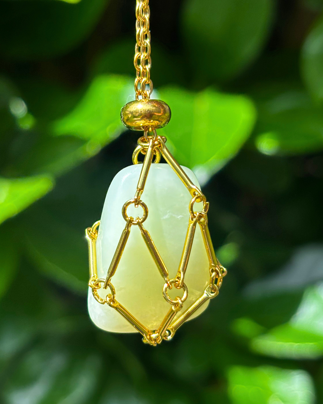 Short Gold Crystal Pouch Necklace