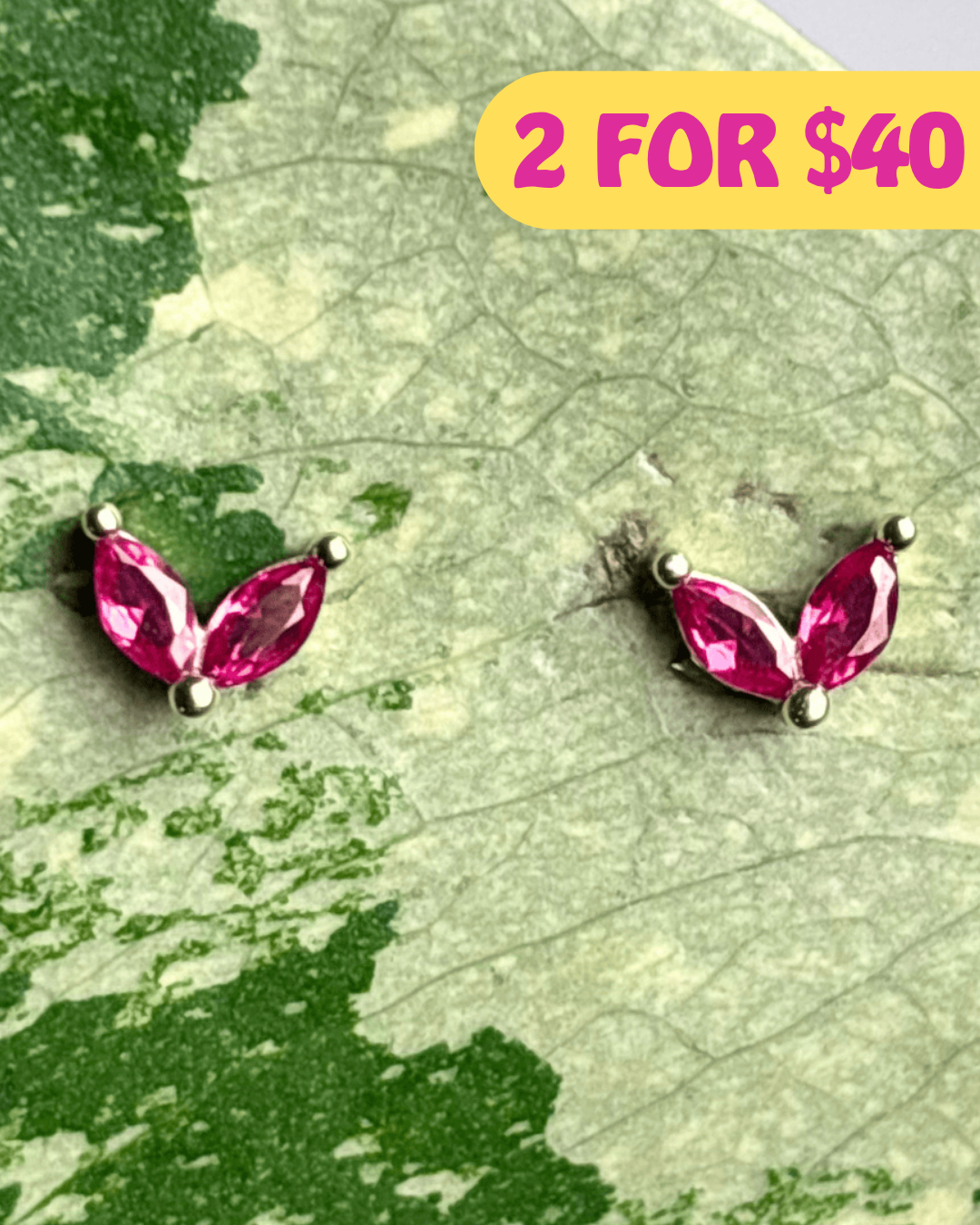 Rose Zirconia Silver Stud Earrings