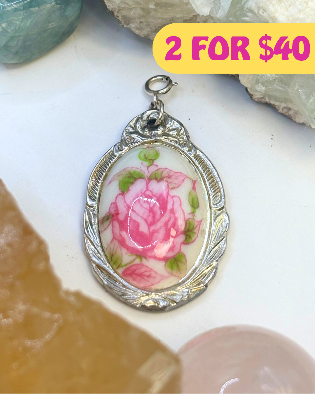 Japanese Rose Silver Spoon Charm