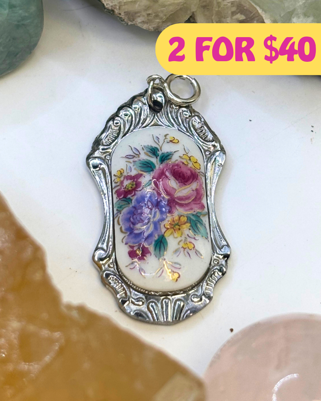 Summer Flowers Silver Spoon Charm
