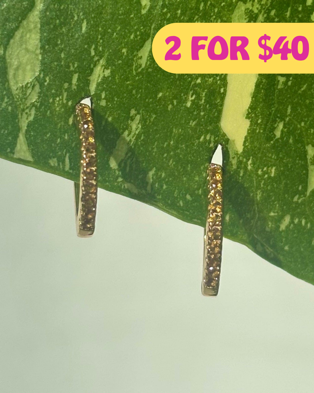 Orange Zirconia Silver Mini Huggie Earrings