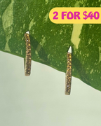 Orange Zirconia Silver Mini Huggie Earrings
