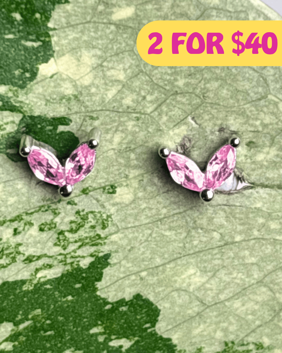 Light Pink Zirconia Silver Stud Earrings