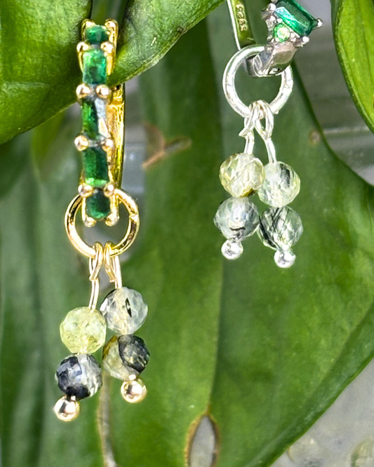 Prehnite Double Stacked Charms PAIR