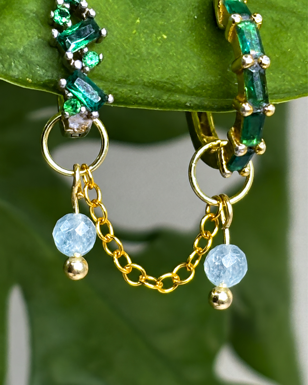 Aquamarine Aurora Earring Chain