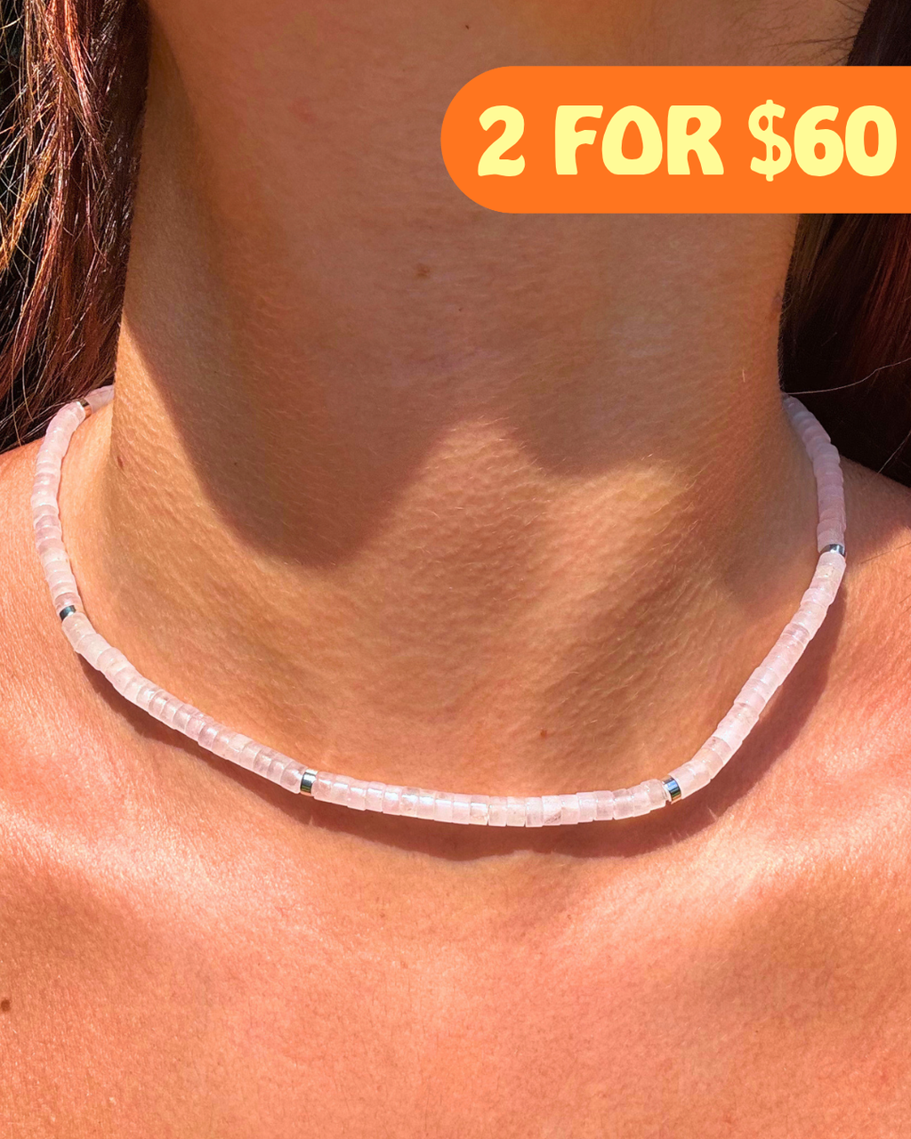 Rose Quartz Disc Crystal Necklace