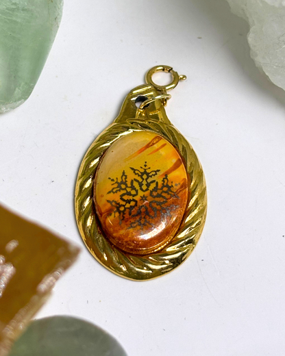 Orange Snowflake Gold Porcelain Spoon Charm