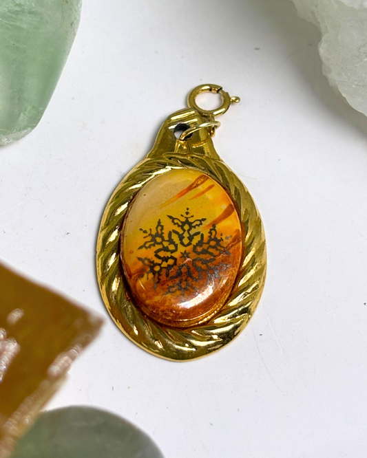 Orange Snowflake Gold Porcelain Spoon Charm