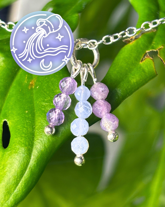 Aquarius Triple Sparkle Necklace Charm