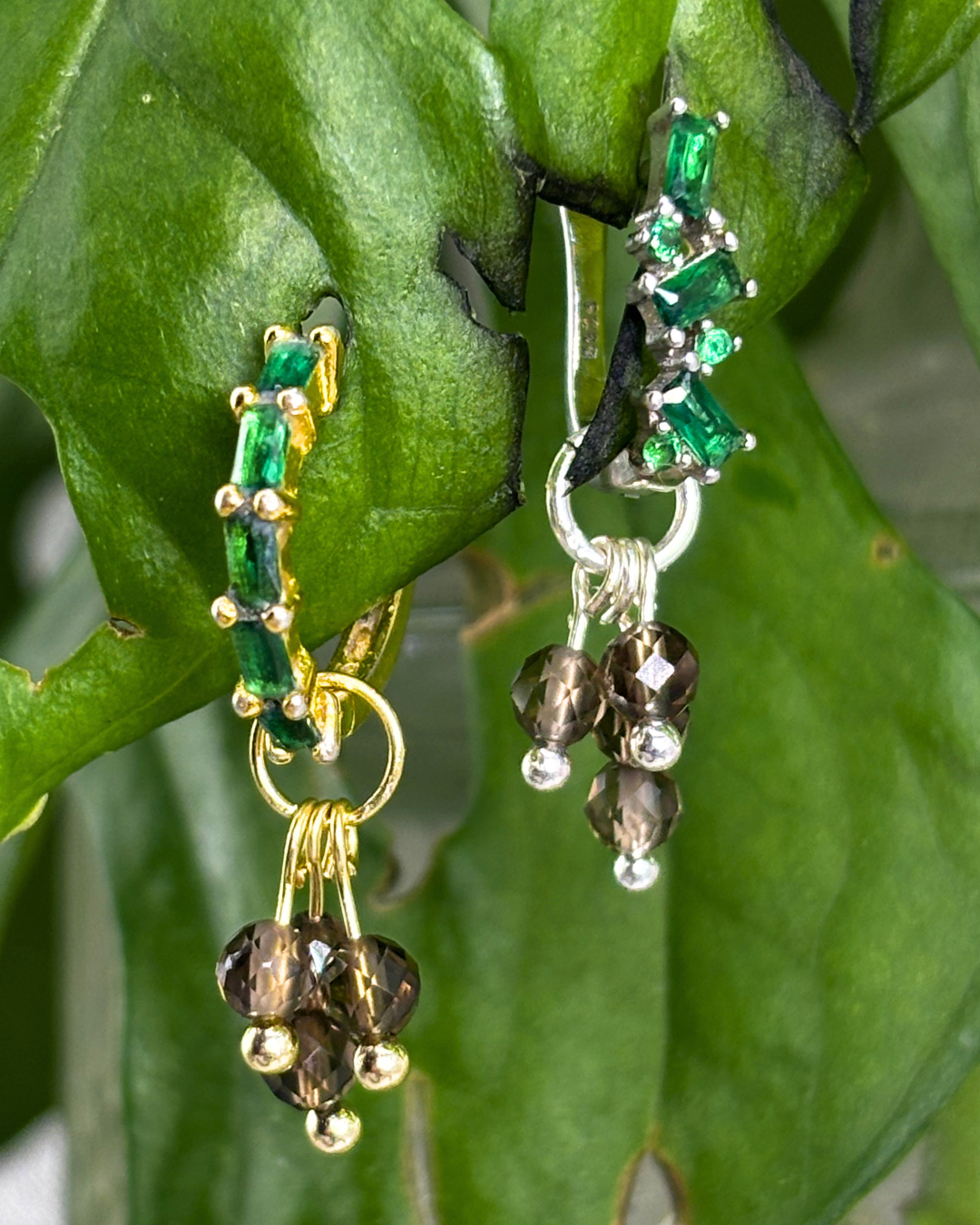 Smokey Quartz Single Sparkle Charm PAIR