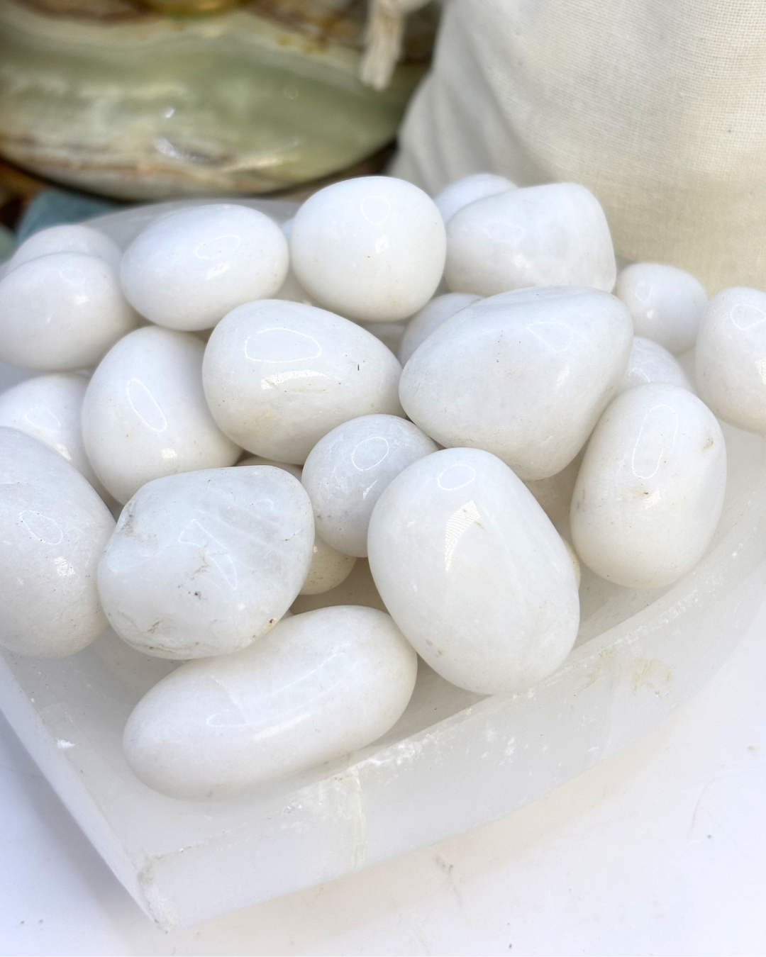 Bulk White Agate Tumbles 300g