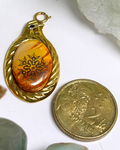 Orange Snowflake Gold Porcelain Spoon Charm
