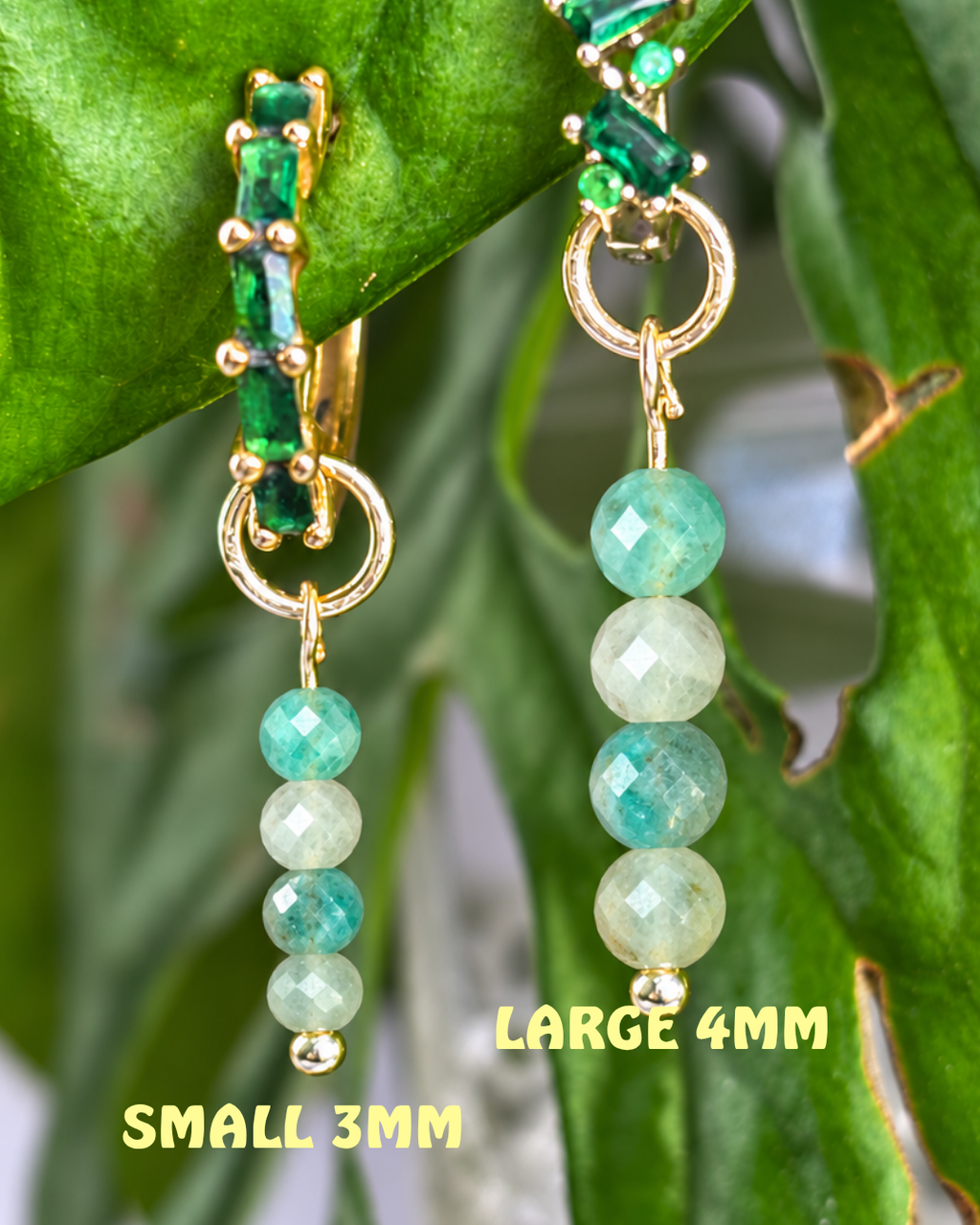Amazonite Long Dew Drop Charms PAIR