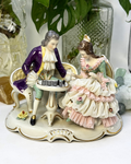 Antique Dresden Frankenthal Couple Playing Chess German Porcelain Figurine