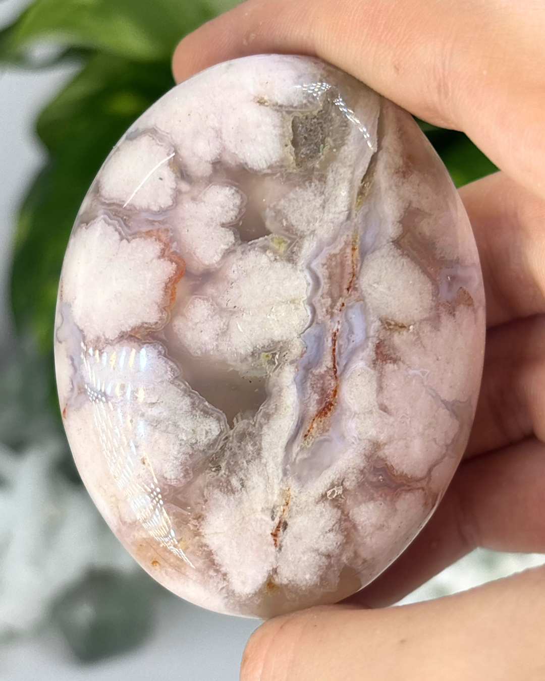 Flower Agate Palm Stone