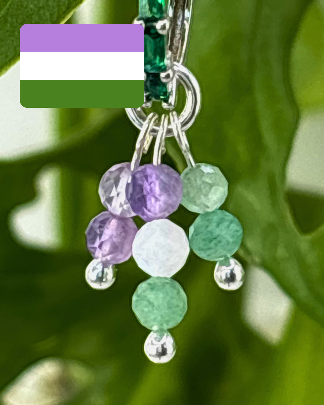 Genderqueer Pride Double Sparkle Charm