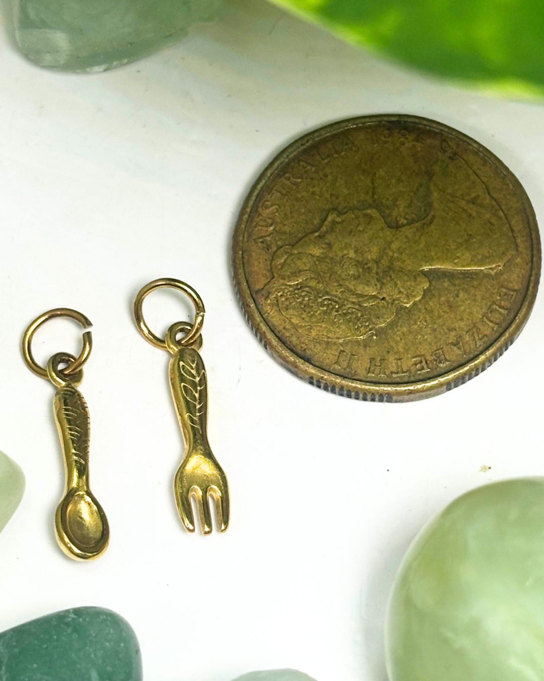 The Gold Spoon & Fork Set Charms