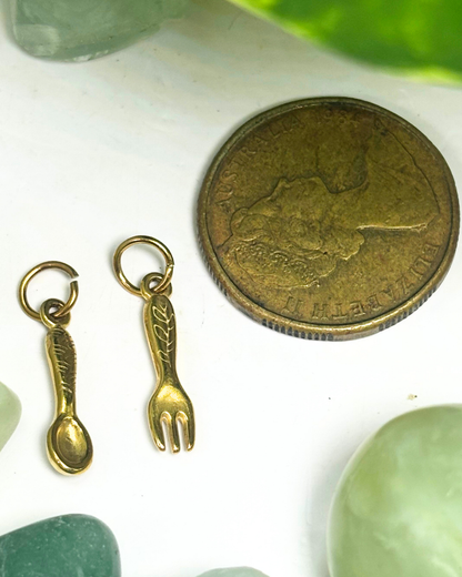 The Gold Spoon & Fork Set Charms