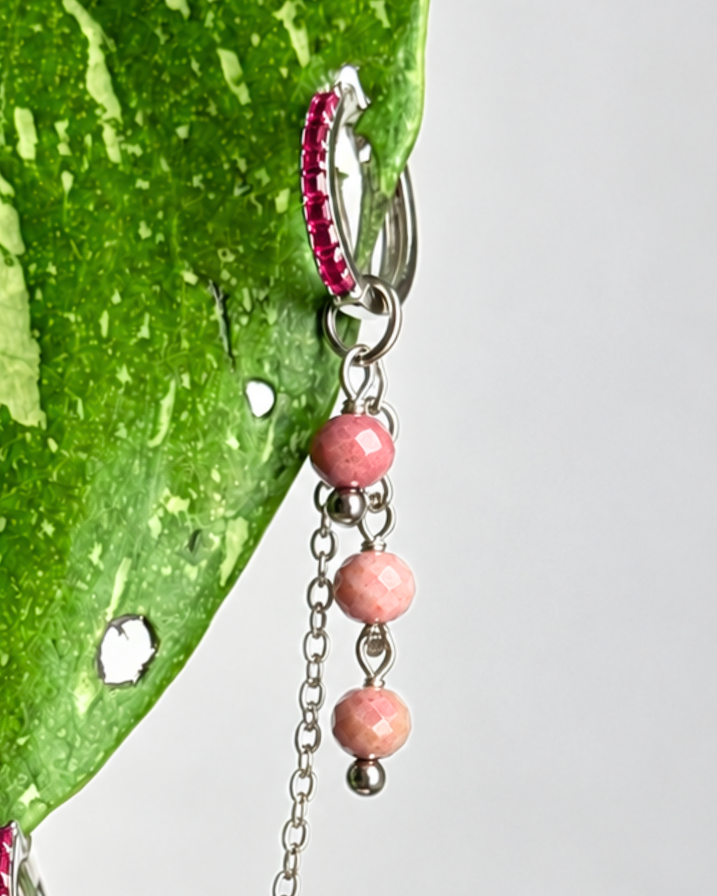 Rhodonite Waterfall Earring Chain