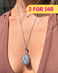 Medium Silver Crystal Pouch Necklace