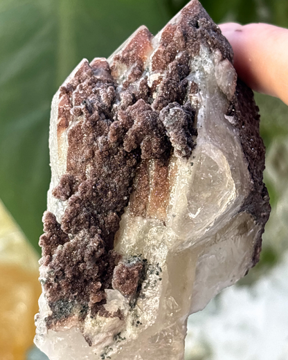 Red Calcite on Quartz Specimen