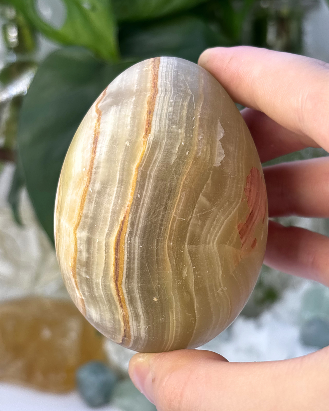 Matte Polished Green Calcite Egg