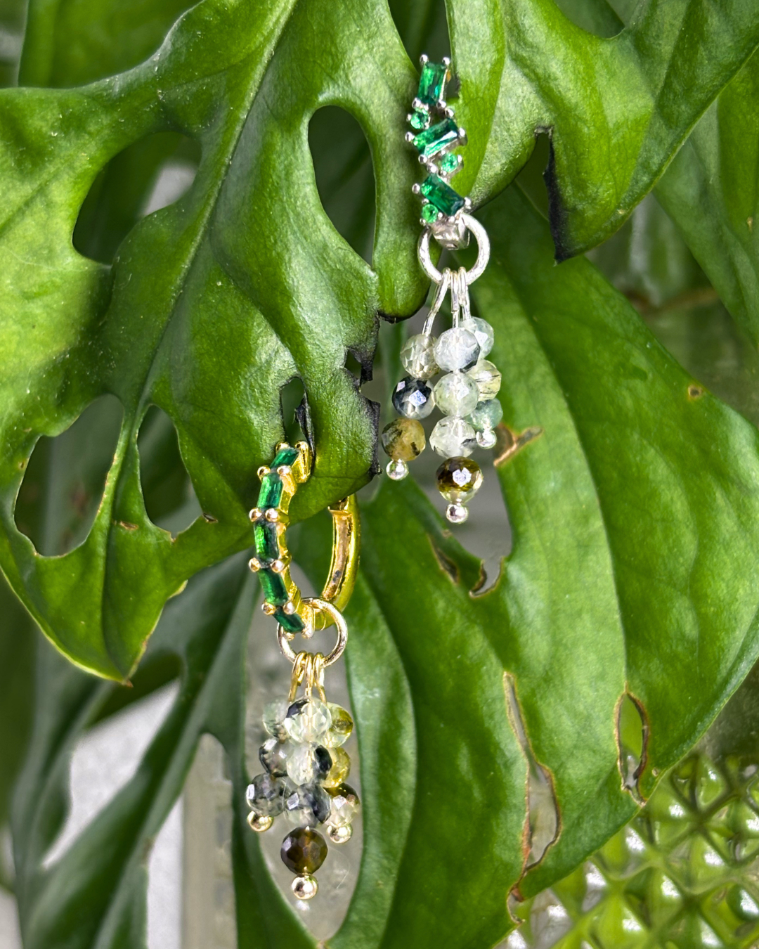 Prehnite Triple Sparkle Charm PAIR
